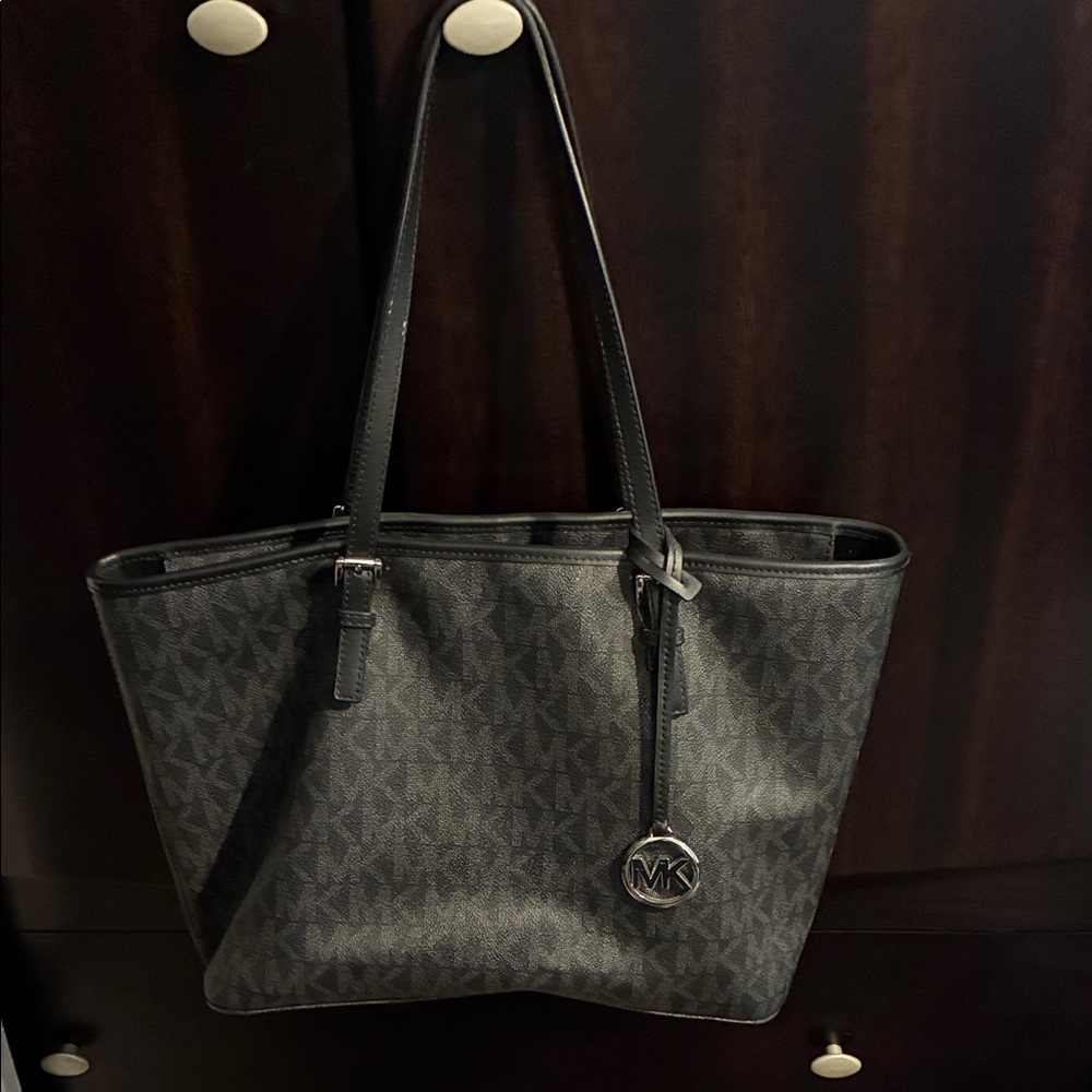 Michael Kors Black and Gray Signature Tote